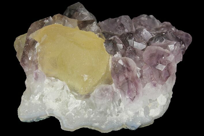 Botryoidal Yellow Fluorite on Amethyst - India #102380